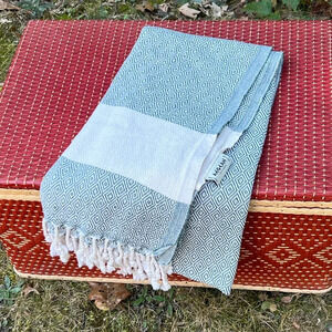 Aegen Concepts Turkish Towel 100% Cotton Diamond Woven Tasseled Cloth Wrap